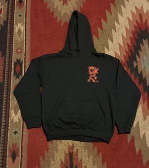 SCW Black Hoodie with Red Chinese Dragon Graphic Medium Fire Earth Wind Water